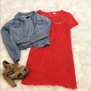 Jcrew lace coral dress size 6